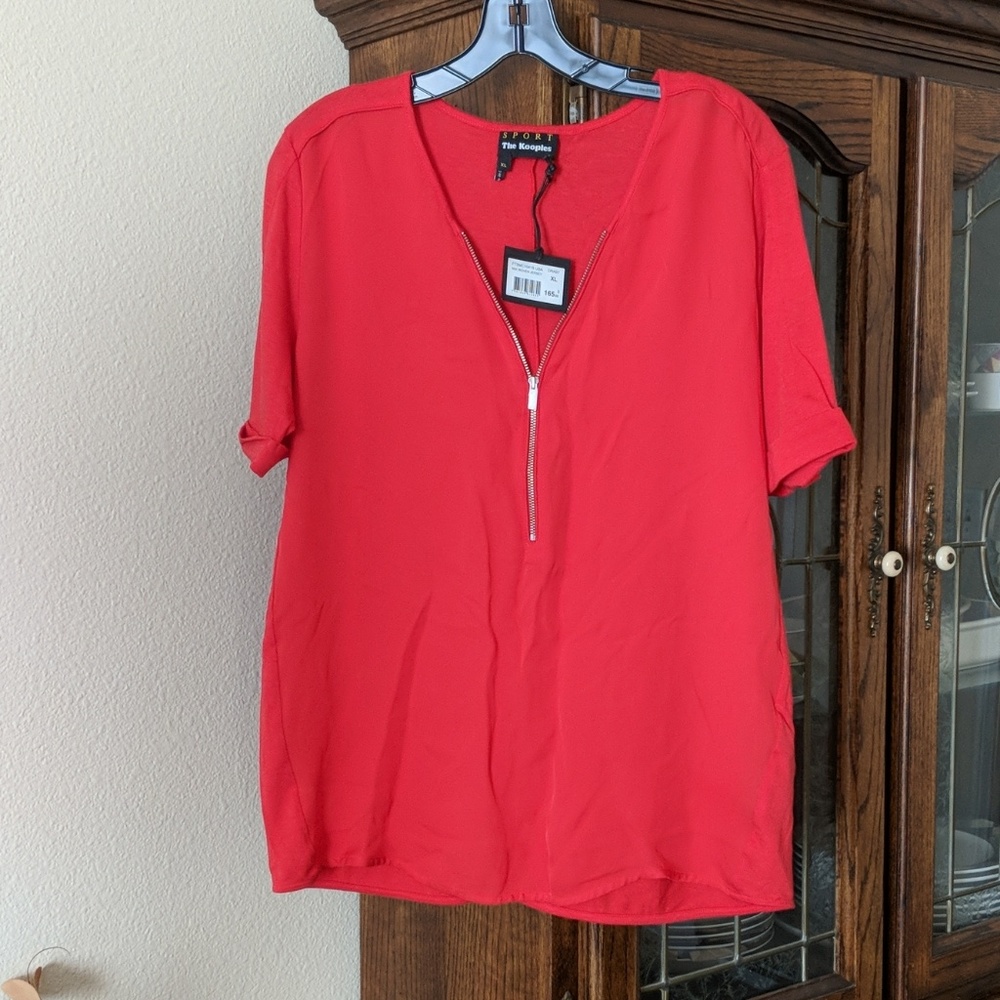 The Kooples Half-zip Short Sleeve Top